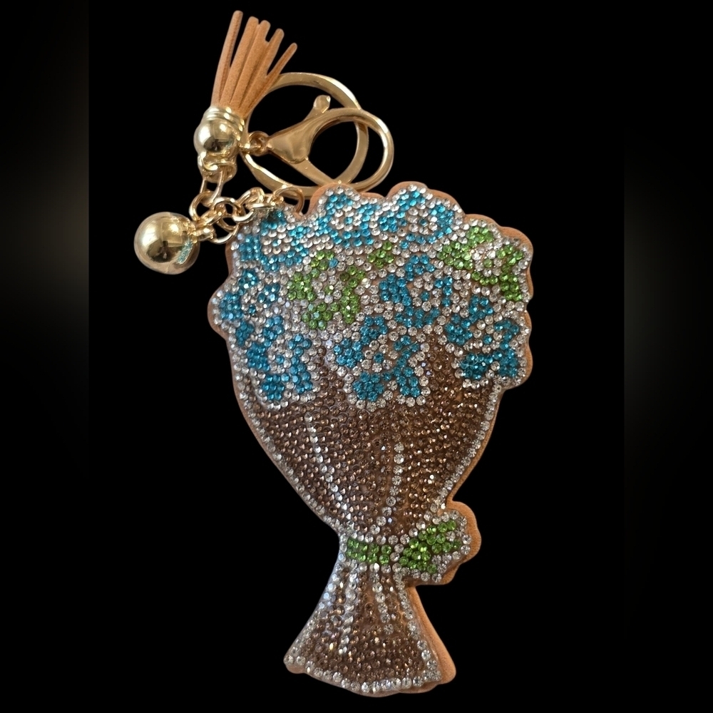 Rhinestone Flower Bouquet Bag Charm / Keychain